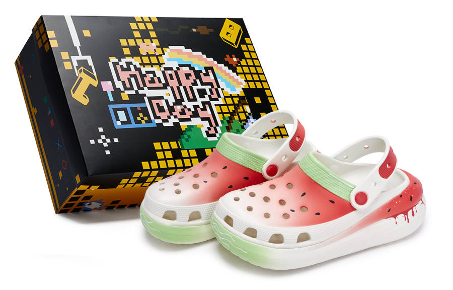 Crocs Crush Clog 811 Manufacturing, Watermelon Kiss Ball, Special Shoe Box Clogs Unisex White Red Green