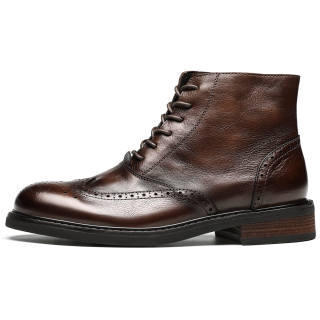 DIENGRLEY Top Grain Cow Leather Short Combat Boots Men's