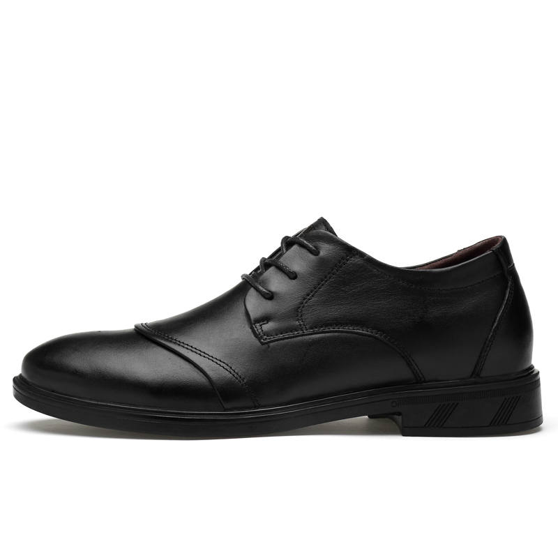 YIMINU Casual Leather Shoes Men's Low Top Black
