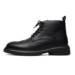 ZONEJOY Synthetic Leather Short Combat Boots Men's Black