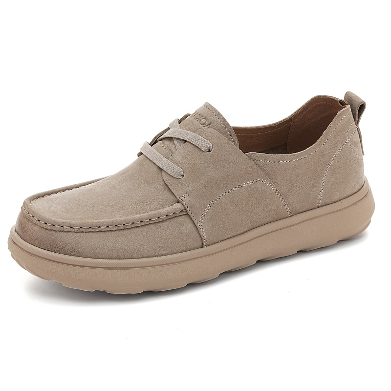 AOKANG Top Grain Cow Leather Casual Leather Shoes Men's Apricot