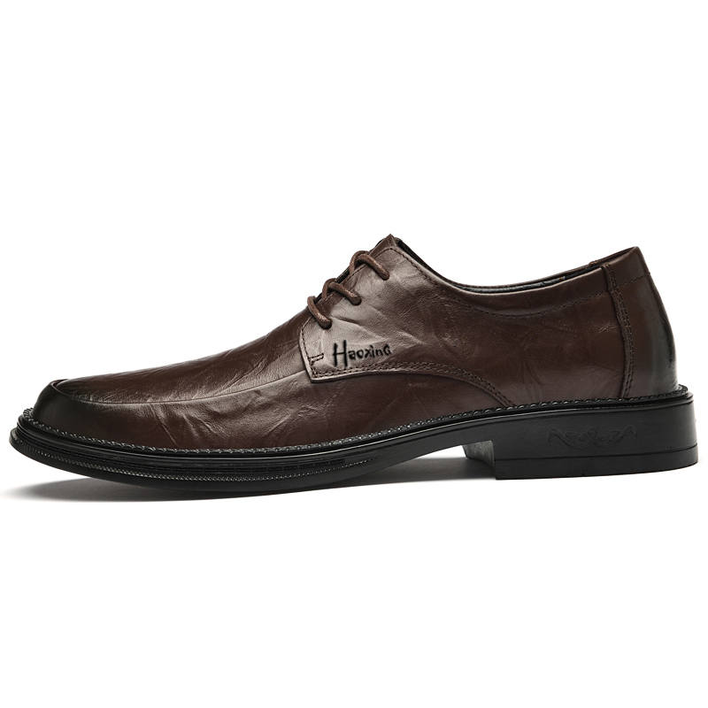 HAOXING Top Grain Cow Leather Dress Shoes Men's Brown