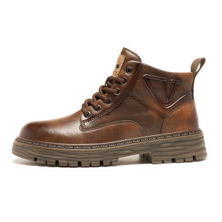 FACKRAM Microfiber Leather Short Combat Boots Men's