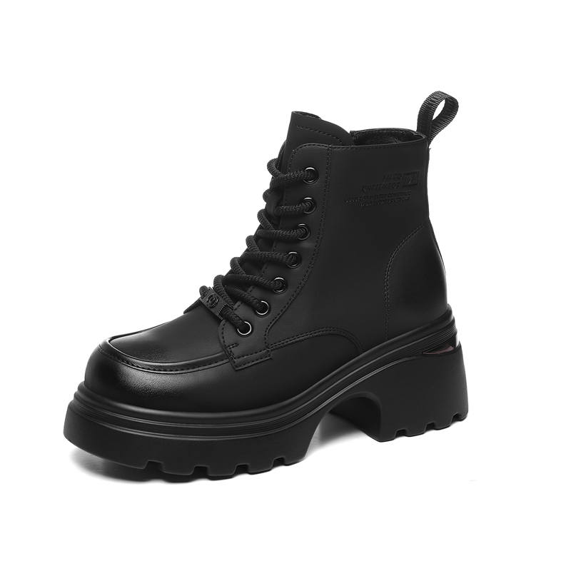 JINSITU Golden Silk Rabbit Combat Boots Women's