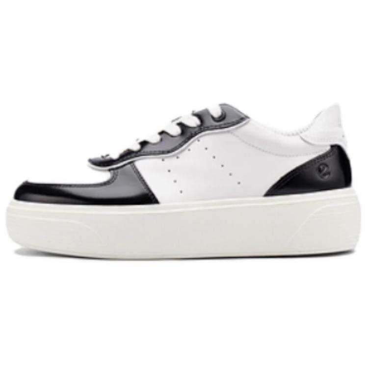 Ecco Street Stages Fashion Trend Low top Skateboard Shoes Women's Black White