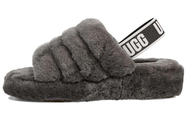 UGG UGG Fluff Yeah Slide Thick Sole Gray Slippers Women's