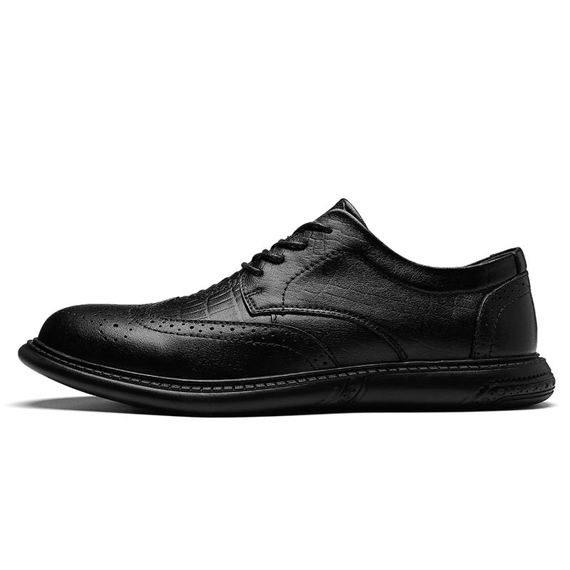 GONGNIULEITING Top Grain Cow Leather Casual Shoes Men's Black