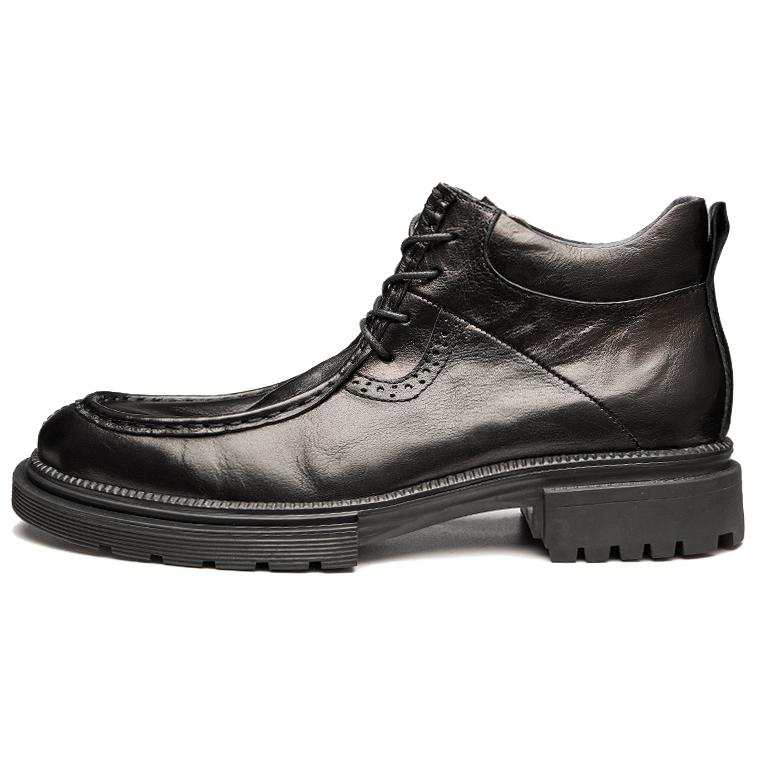 Brounvanm Brounvanm Top Grain Cow Leather Ankle Boots 4cm Men's