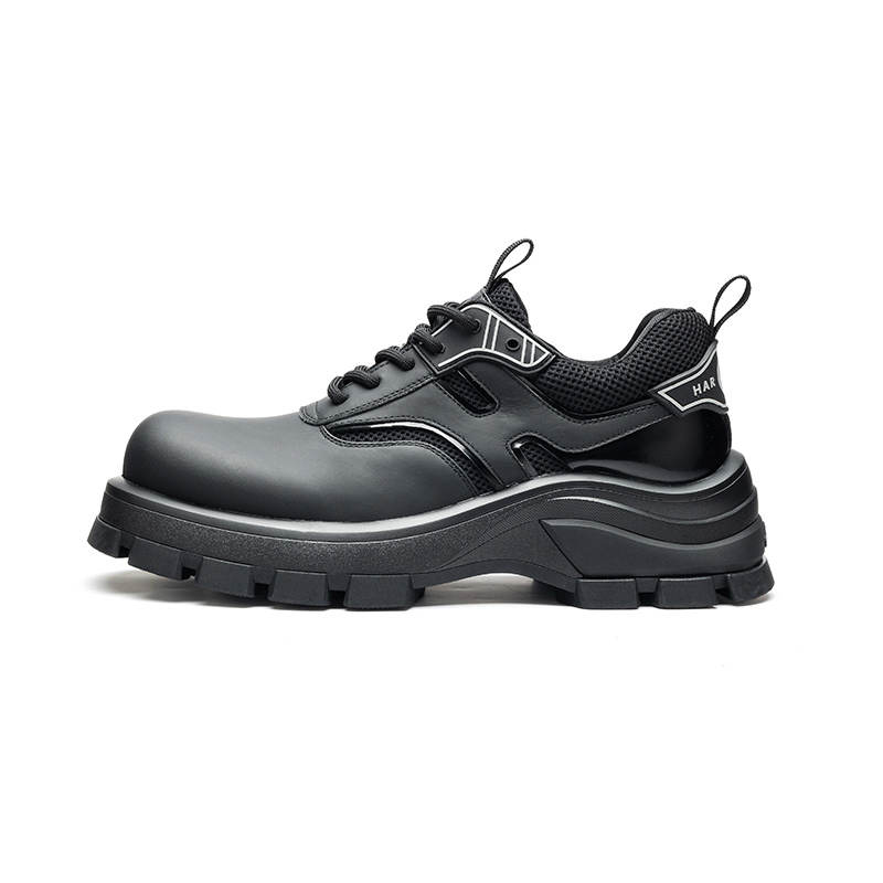 HARSON Cow Leather Abrasion Resistant Height Increasing Low top Derby Shoes, Casual Shoes Men's Black