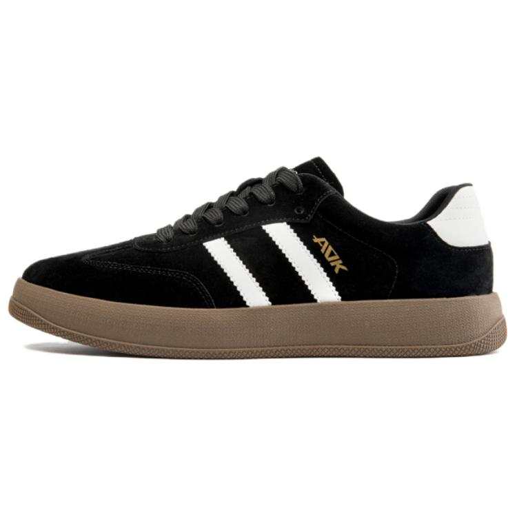 AOKANG Cow Split Leather Low top Skateboard Shoes Men's Black White