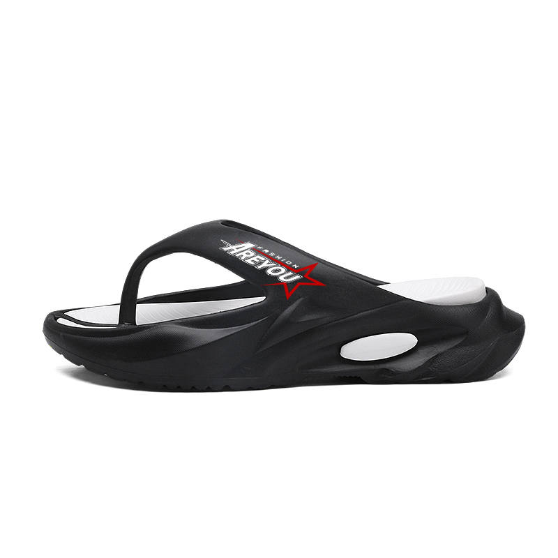 YINGLUNQISHI Flip Flops Men's Black White
