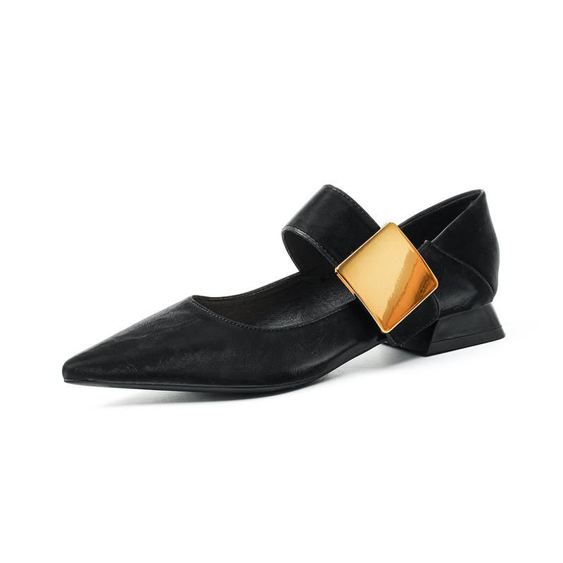 WESTLINK Microfiber Leather Chunky Heel Mary Jane Shoes Women's