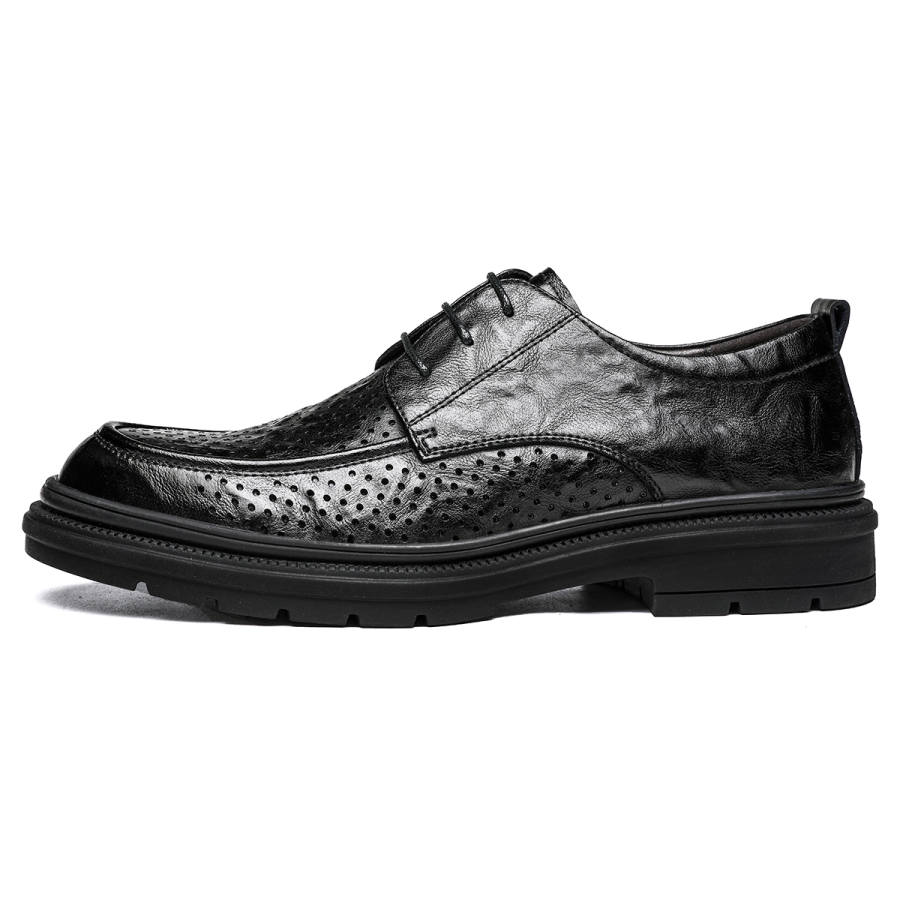 CHINT CHINT Casual Leather Shoes Men's Low Top Brown/Black