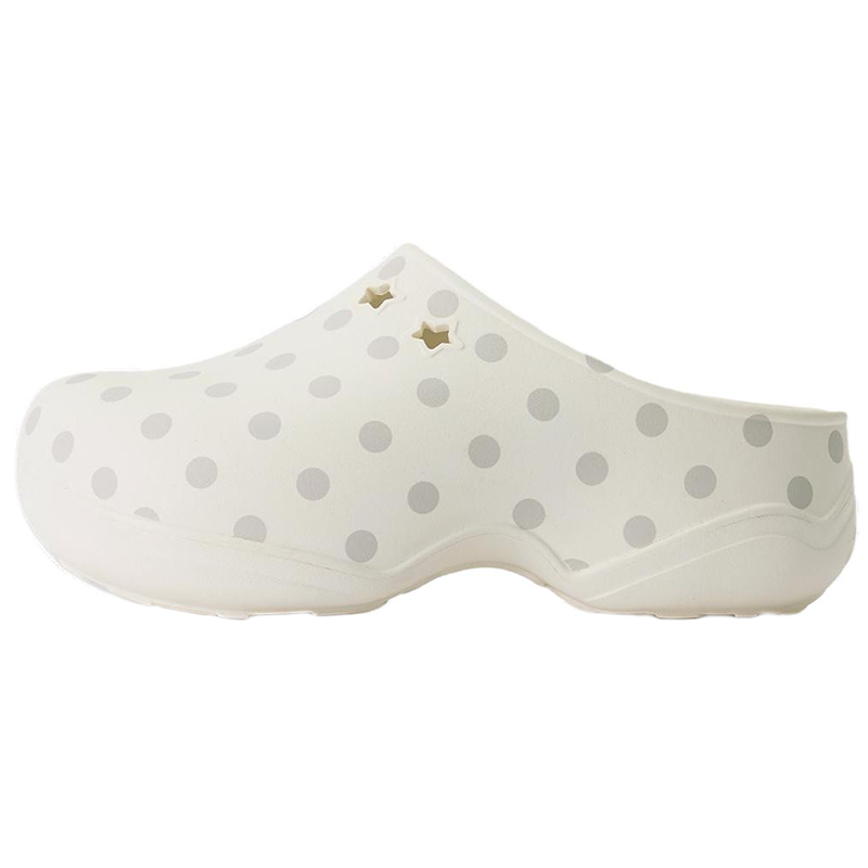 GOOD BAI GOODEES Abrasion Resistant Closed Toe Slippers Women's White And Gray Polka Dot