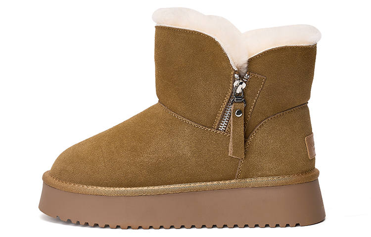 Joy&Mario Cow Suede Fleece Lined Thermal Platform Snow Boots 4.5cm Women's