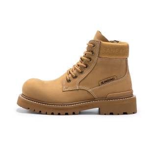 SANBAI STUDIO Textile, Cow Leather Short Combat Boots Men's