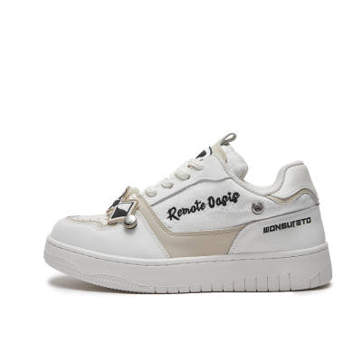 WONSURETO Skateboard Shoes Unisex Low Top Beige