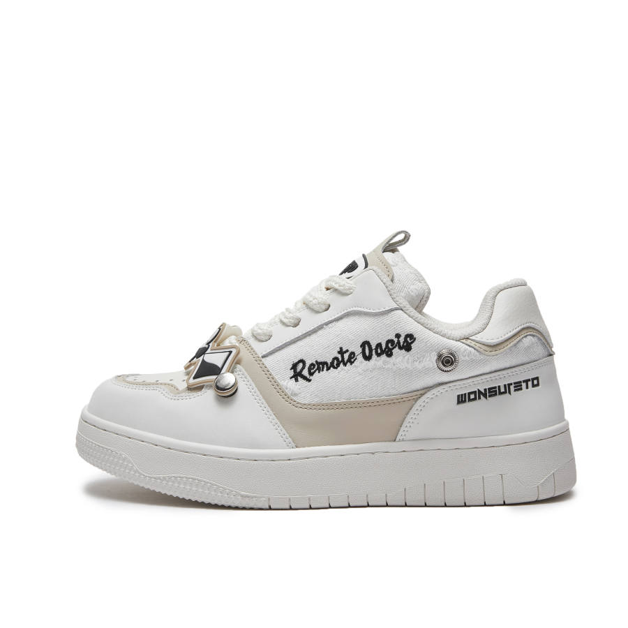 WONSURETO Skateboard Shoes Unisex Low Top Beige