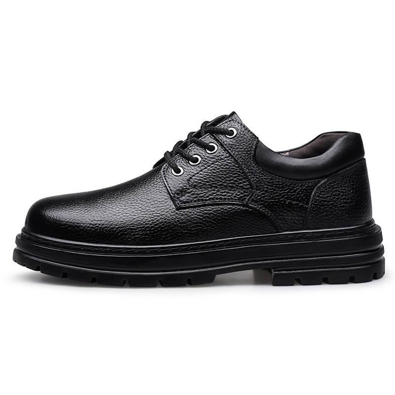 WENNAI Top Grain Cow Leather Casual Shoes Men's Black