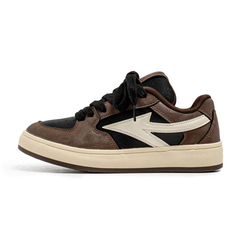 Mengsai Abrasion Resistant Lightweight Wear resistant And Lightweight Low top Skateboard Shoes Men's Black Brown
