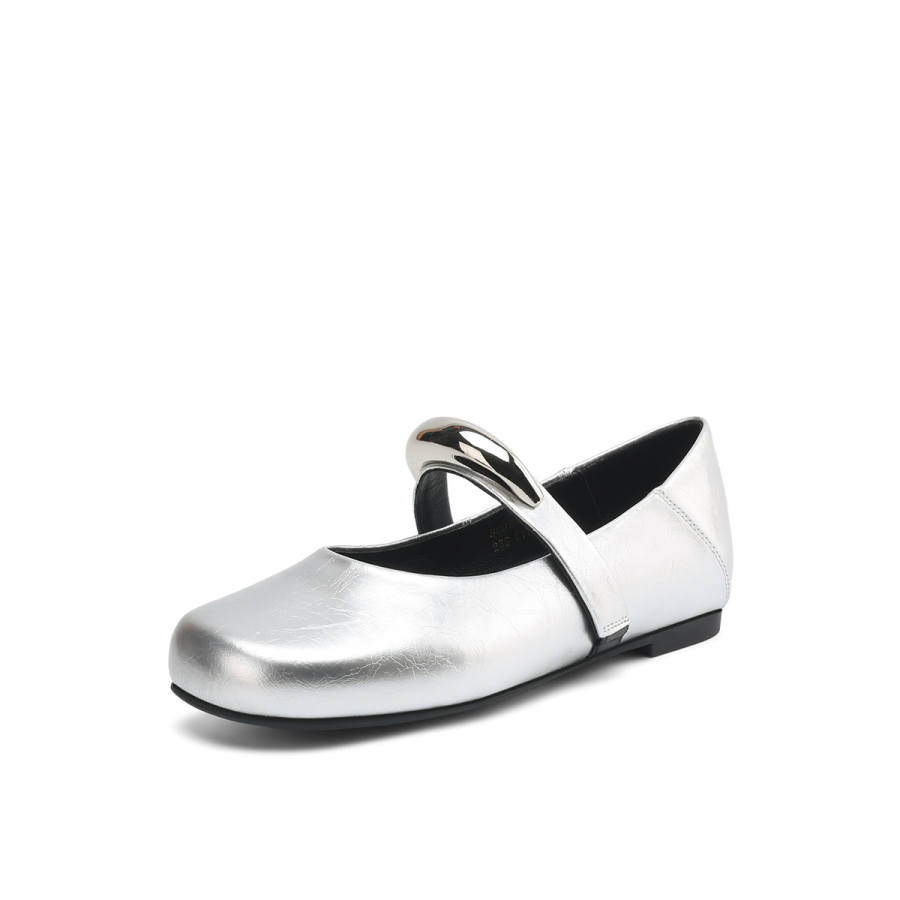 BOERDIQI Cow Leather Flat Mary Jane Shoes 1CM Women's