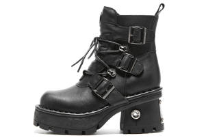 XB-ITER XB ITER Top Grain Cow Leather Combat Boots Women's Black