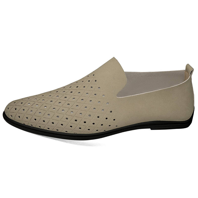 YINGLUNQISHI Top Grain Cow Leather Casual Shoes Men's Apricot