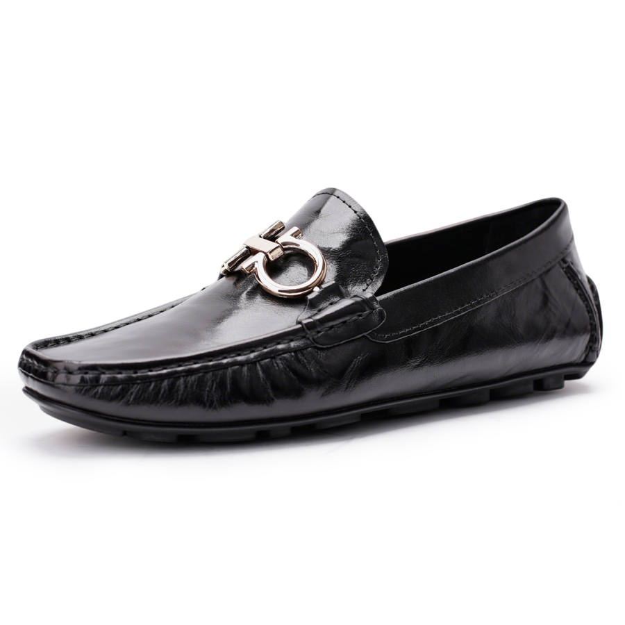 Brounvanm Top Grain Cow Leather Casual Shoes Men's Black