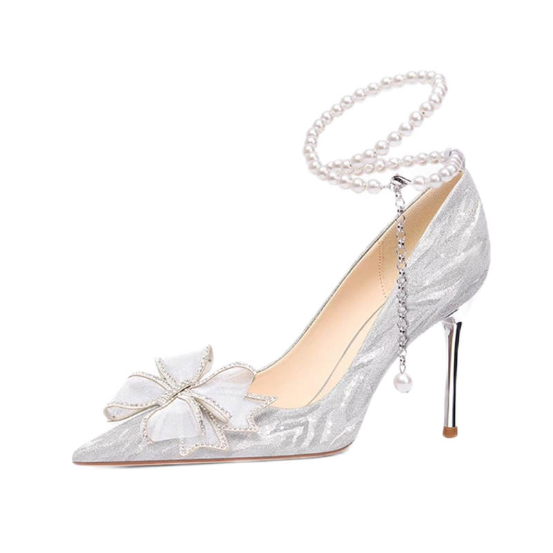 Ainer-cat Ainer cat Slim Heel High Heels 8cm Women's Silver