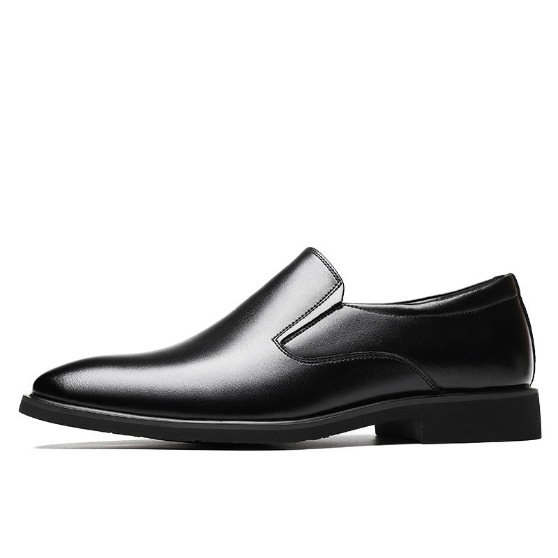 Shanpijiang Casual Leather Shoes Men's Low Top Black/Tea Brown