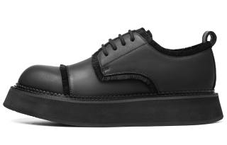 TUATARA Top Grain Cow Leather Platform Shoes 4cm Unisex Black
