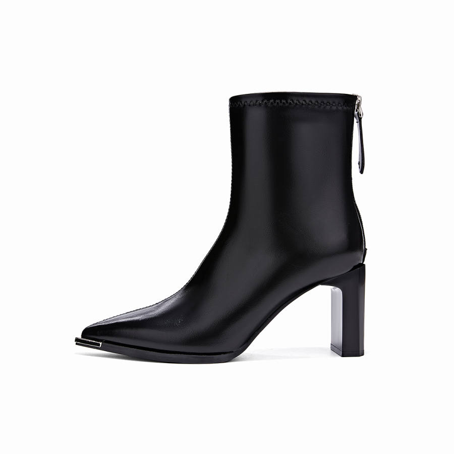 KEKAFU PU Synthetic Leather Ankle Boots Women's Black