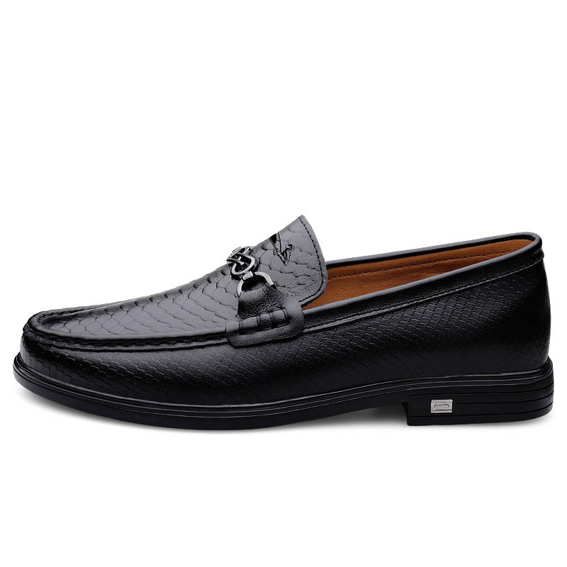 YINGLUNQISHI Top Grain Cow Leather Casual Shoes Men's Black