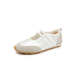 BAFFN Cow Leather Breathable Lightweight Height Increasing Low top Casual Shoes Women's Silver