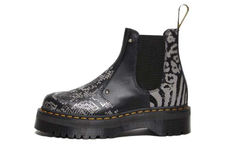 Dr.Martens Dr. Martens 2976 Quad Platform Animal Print Boots 'Black Grey'