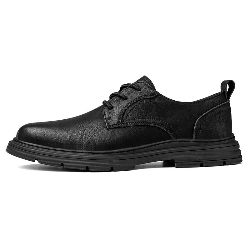 YINGLUNQISHI Cow Leather Casual Shoes Men's Black