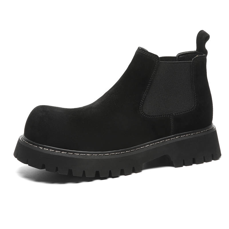 LUOMAIKE Cow Suede Short Chelsea Boots Men's