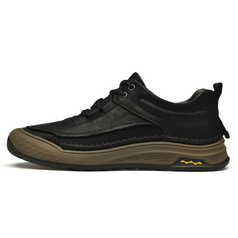 YINGLUNQISHI Top Grain Cow Leather Casual Shoes Men's Black