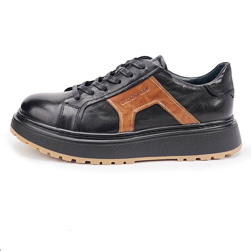 Brounvanm Top Grain Cow Leather Casual Shoes Men's