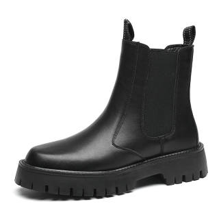 BAILUNHAN Casual Fashion, Fleece Lined Short Chelsea Boots Men's Black