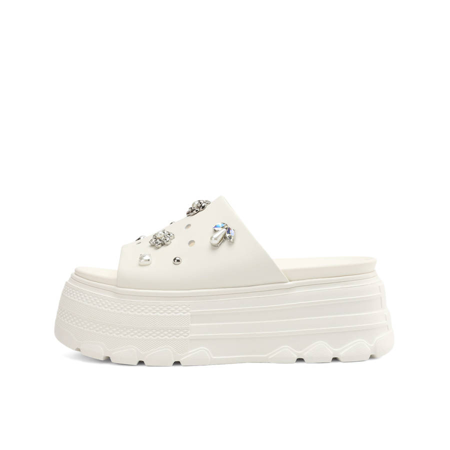 BOERDIQI PU Polyurethane EVA Abrasion Resistant Abrasion Resistant Slide Slippers Women's White