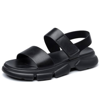 JIEDESEN Cow Split Leather Beach Sandals Men's Black