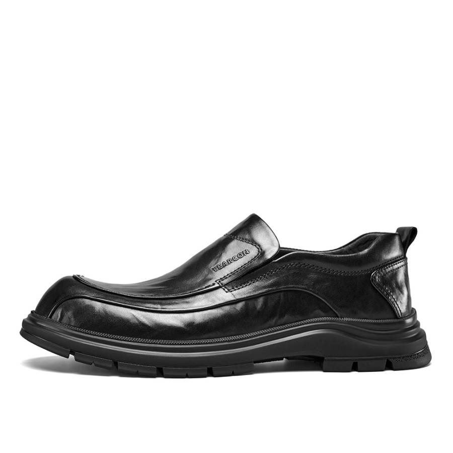 YEARCON Casual Leather Shoes Men's Low Top Black