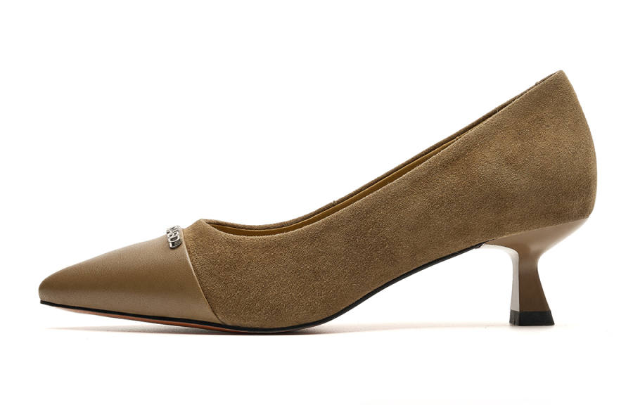 EBLAN Cow Leather Slim Heel High Heels Women's Brown