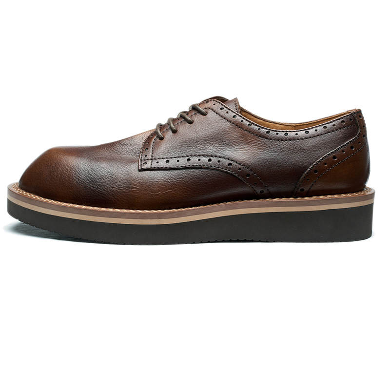 DIENGRLEY Top Grain Cow Leather Men's Casual Shoes Men's Light Brown