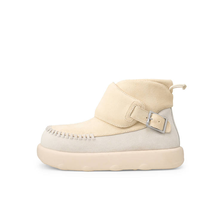 Lost In Echo Open Ended Smiling Thermal Slip on Platform Wool Fleece Lined Cow Leather Snow Boots