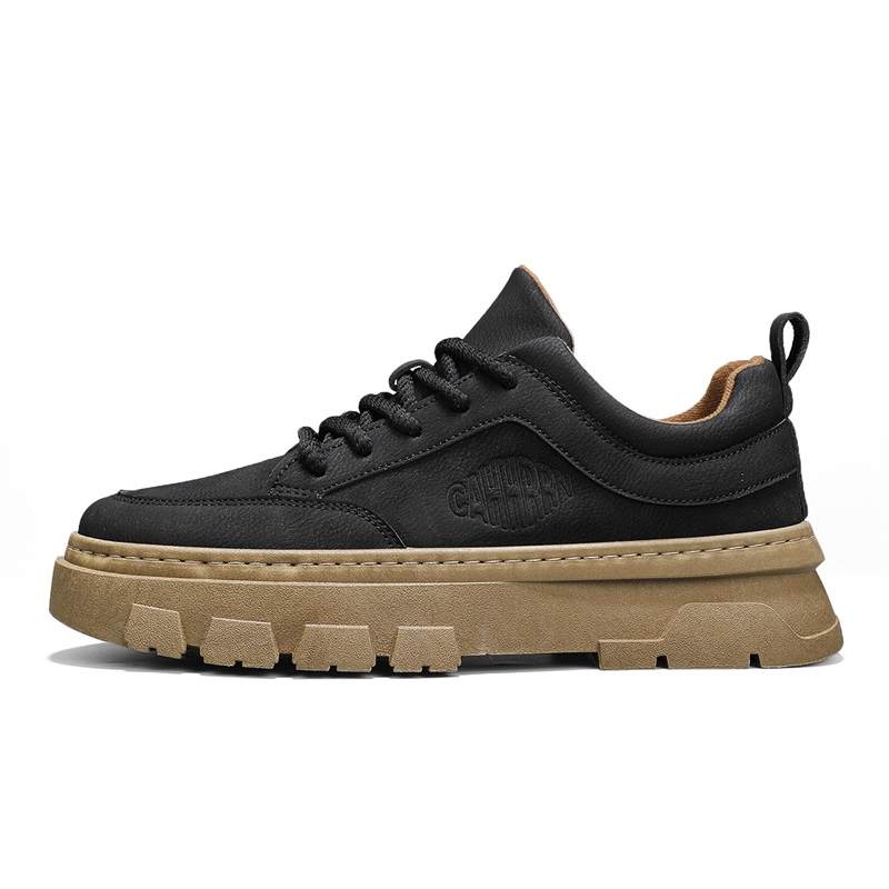 GONGNIUMEILI Casual Shoes Men's Low Top Black/Khaki
