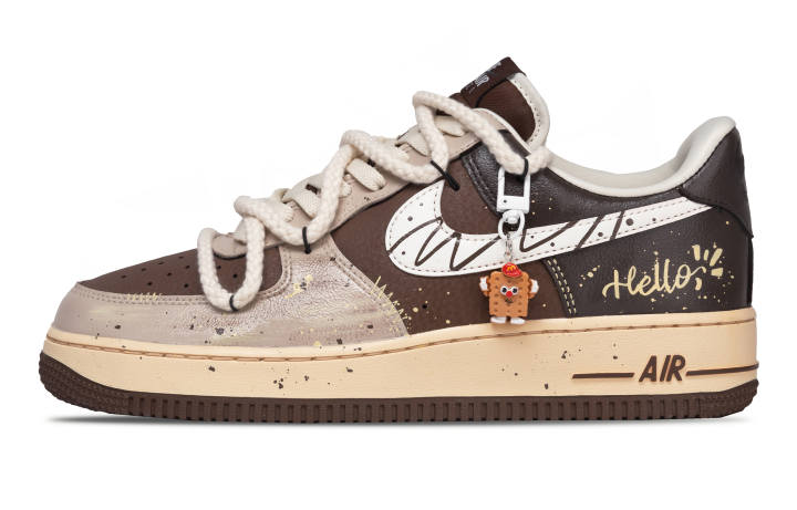 Nike Nike Air Force 1 Raw Cookie Chocolates Abrasion Resistant Abrasion Resistant Low top Skateboard Shoes Unisex Brown