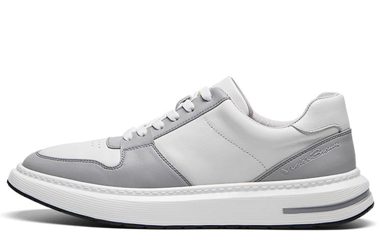 VICKI BROWN Leather Stylish Skateboarding Shoes Men's White Gray
