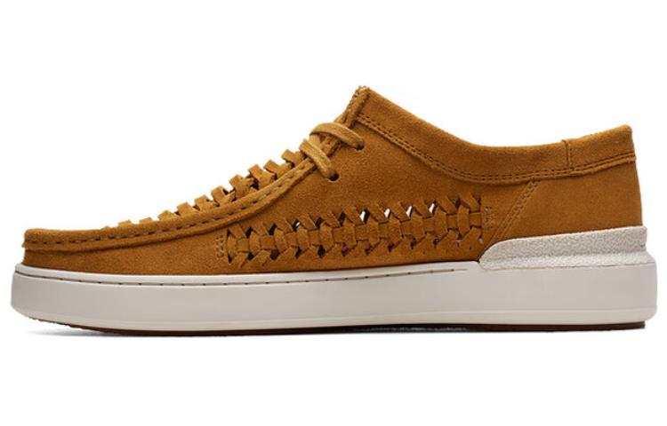 Clarks Cow Split Leather Stylish Skateboarding Shoes Men's Yellow